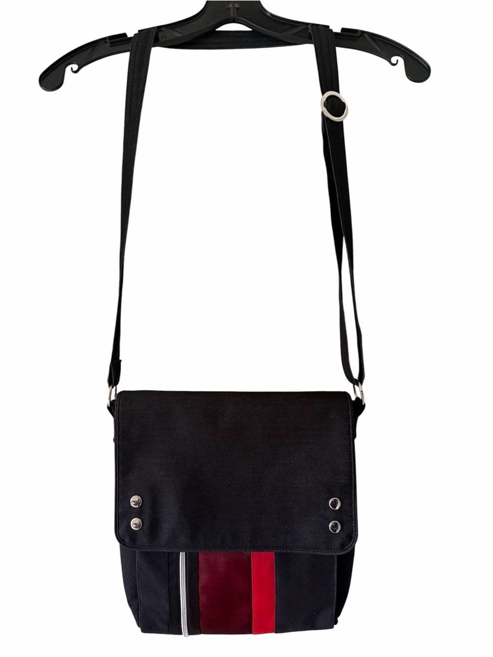 JACK’S Black Crossbody Messenger Bag with Red Accent